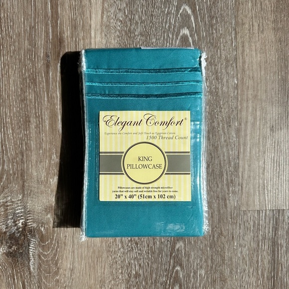 Elegant Comfort Teal King Pillowcase Set – Ultra Soft Microfiber, 2-Piece, NWT - Picture 3 of 5